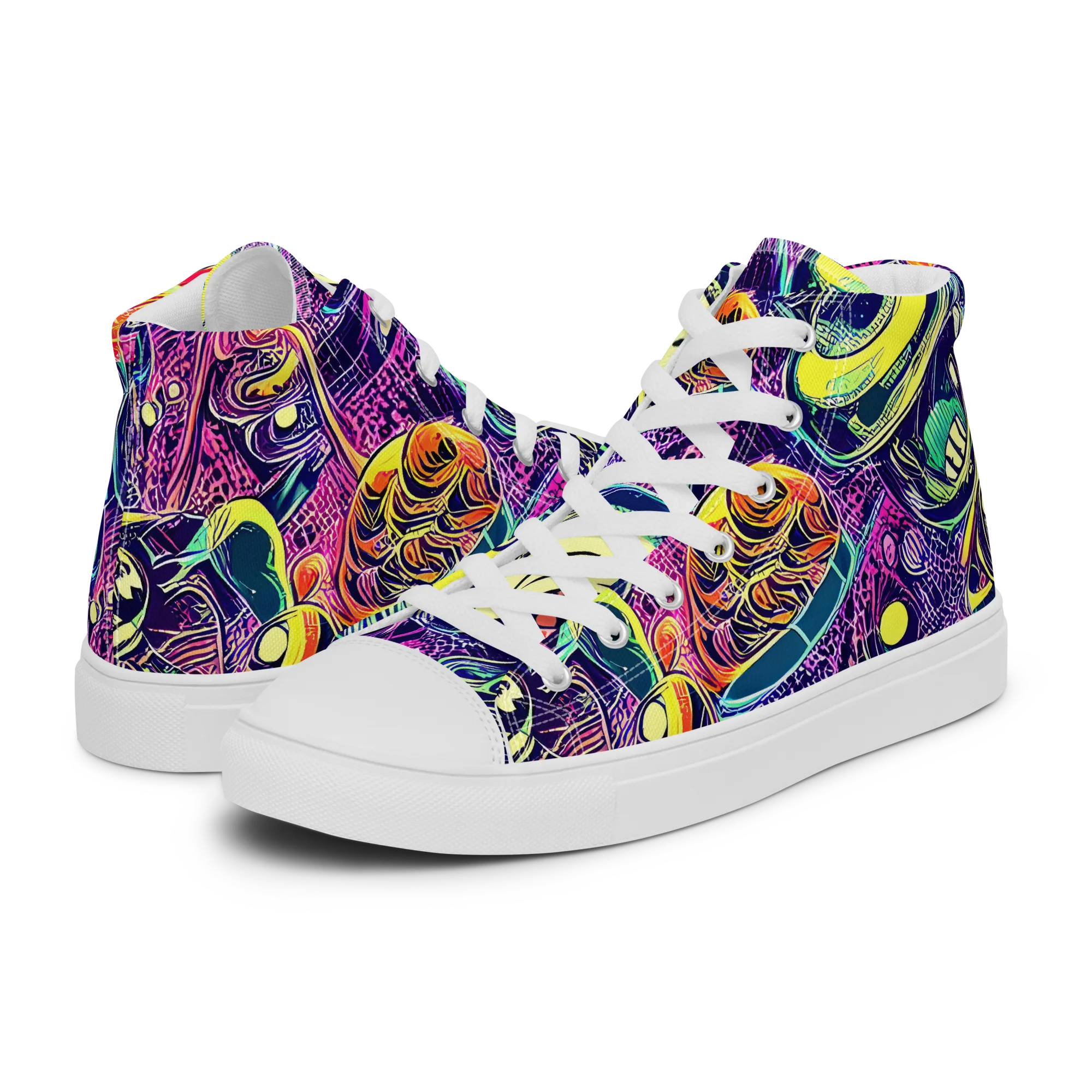 Electric Relics on Men's High Top Canvas Shoes — Left