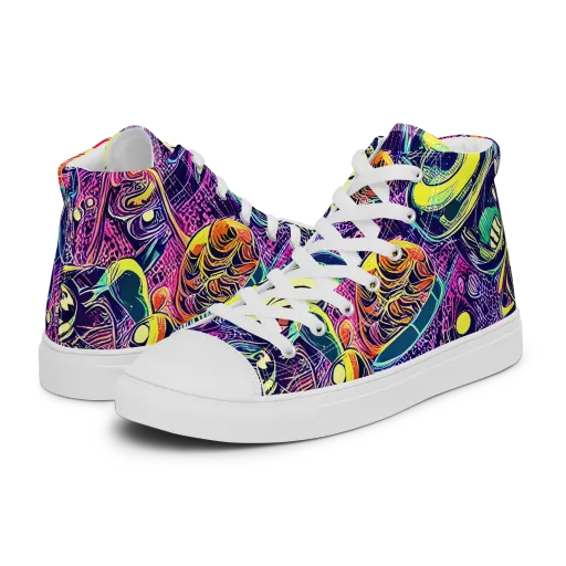 Electric Relics on a Men's High Top Canvas Shoes