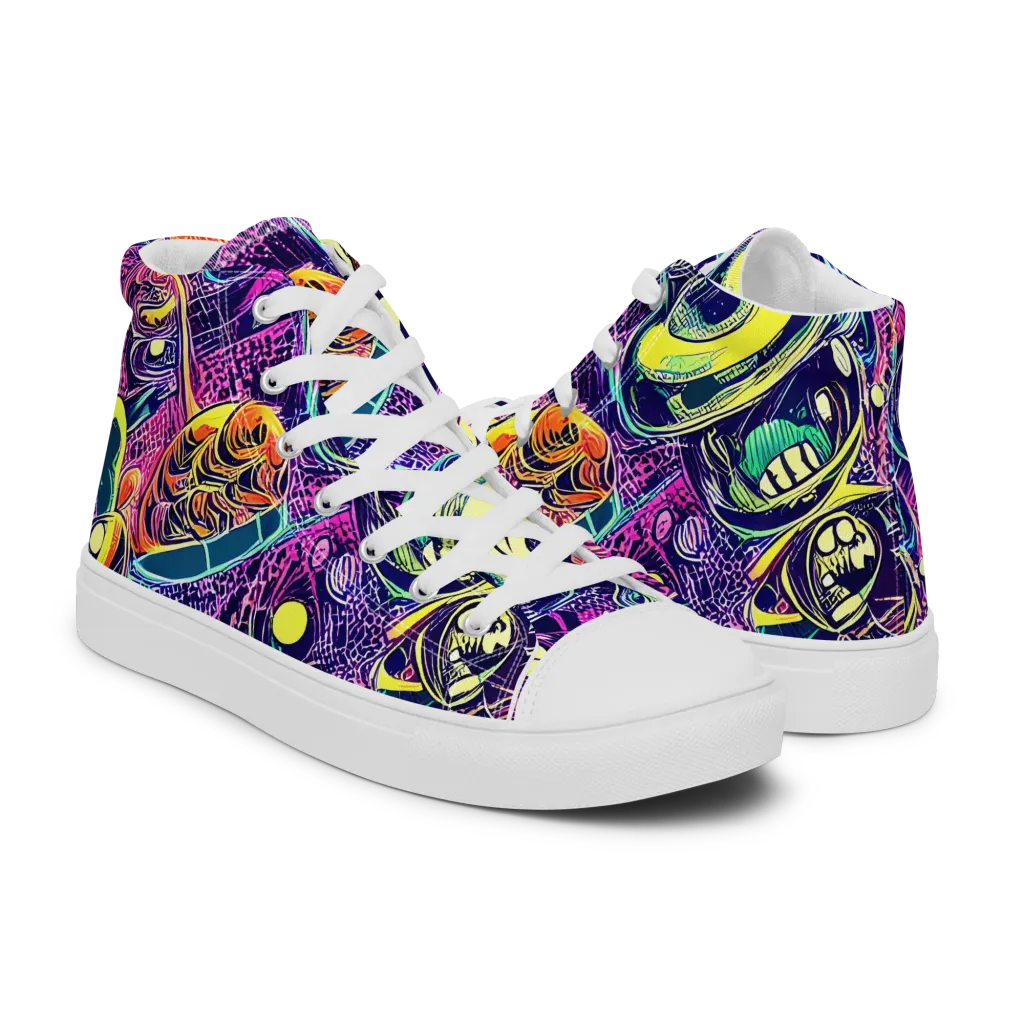 Electric Relics on Men's High Top Canvas Shoes — Right