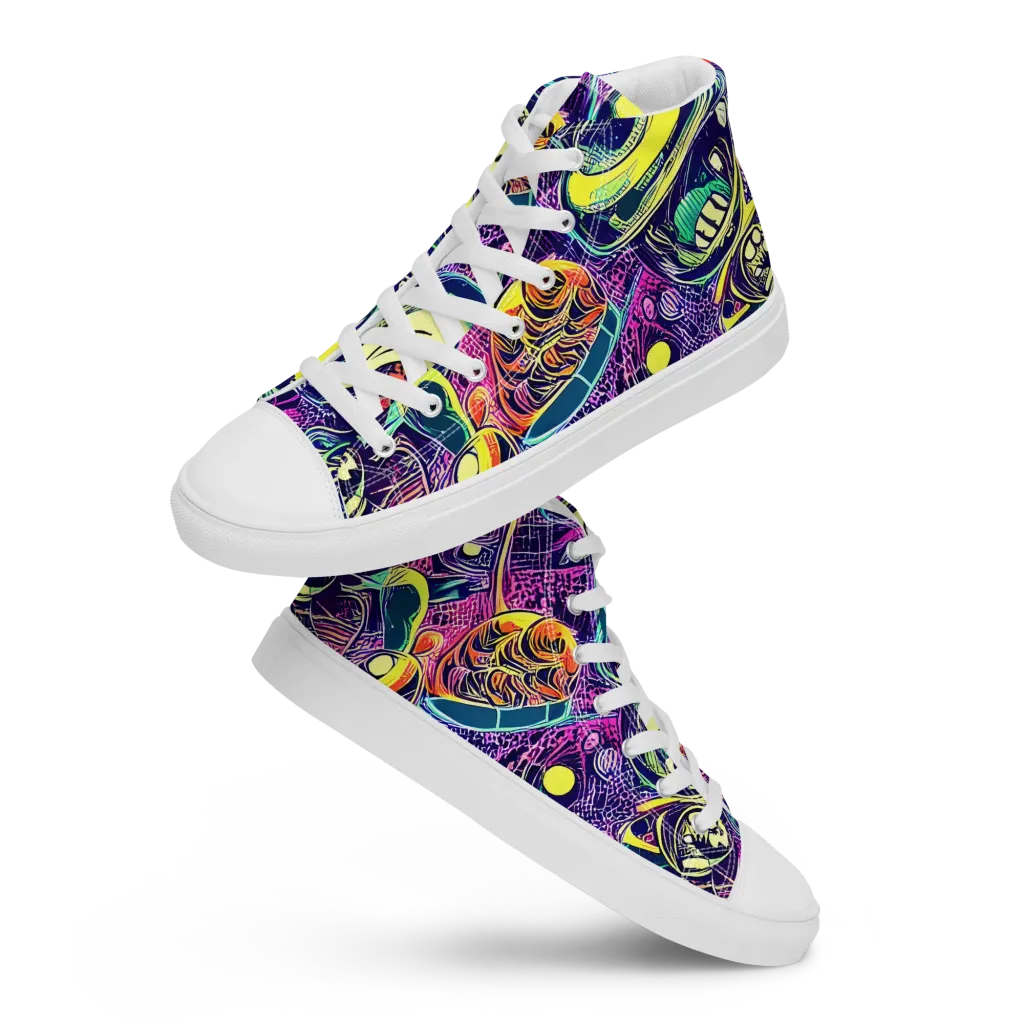 Electric Relics on Men's High Top Canvas Shoes — Front