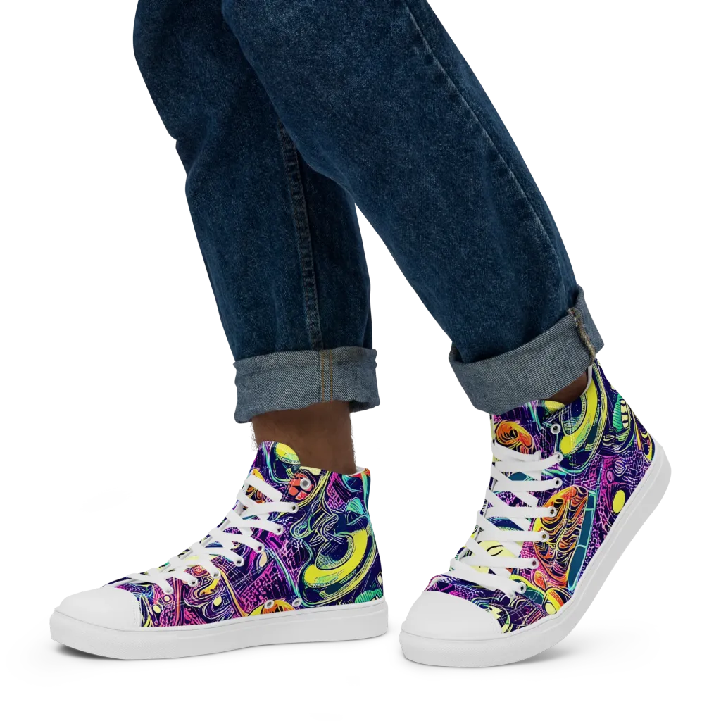 Electric Relics on Men's High Top Canvas Shoes — Left