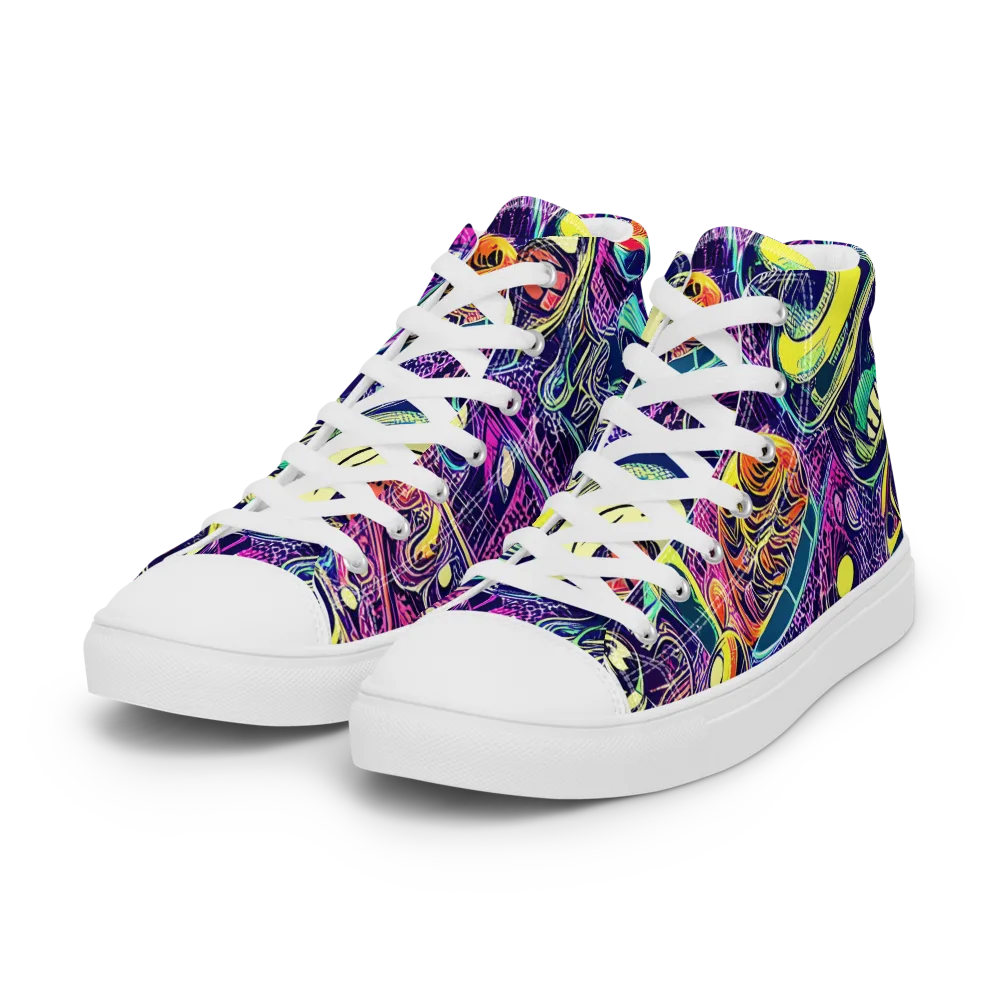 Electric Relics on Women's High Top Canvas Shoes — Left Front