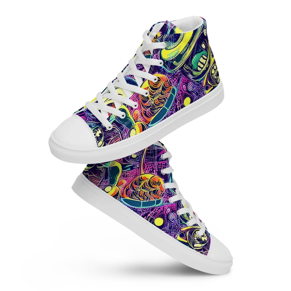 Electric Relics on Women's High Top Canvas Shoes — Front