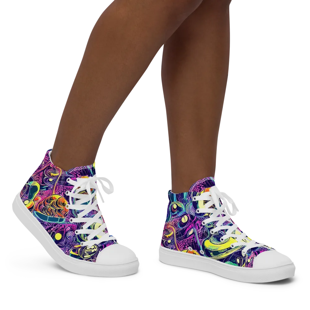 Electric Relics on Women's High Top Canvas Shoes — Right