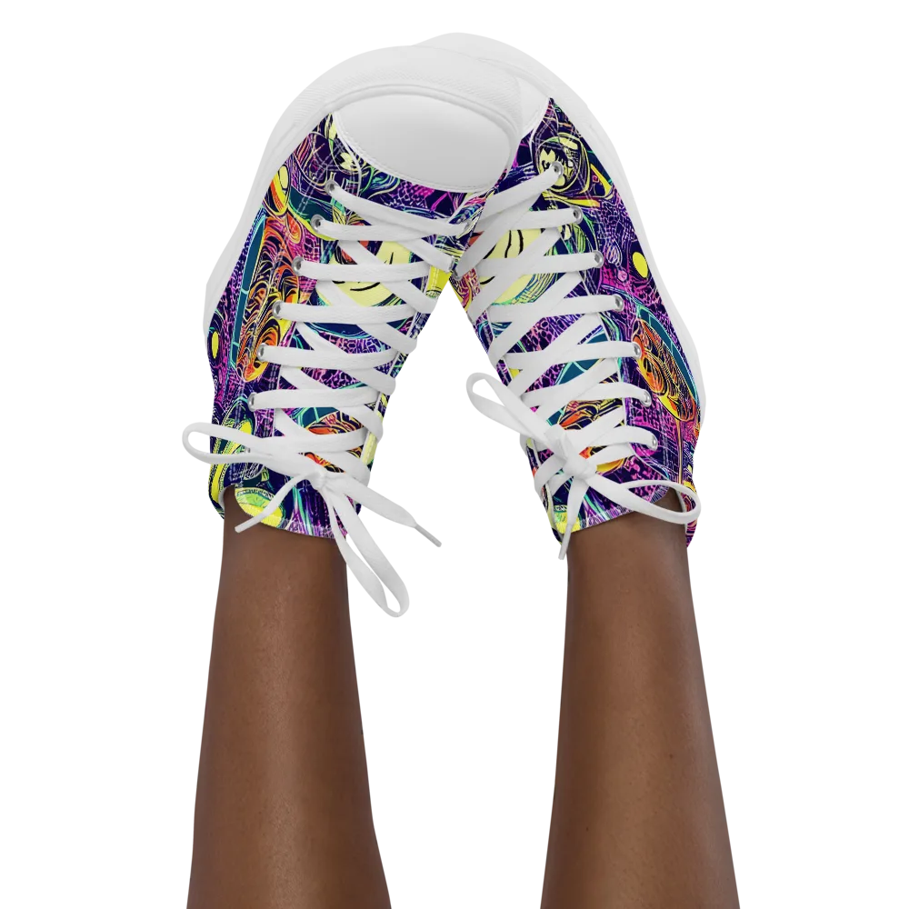 Electric Relics on Women's High Top Canvas Shoes — Front
