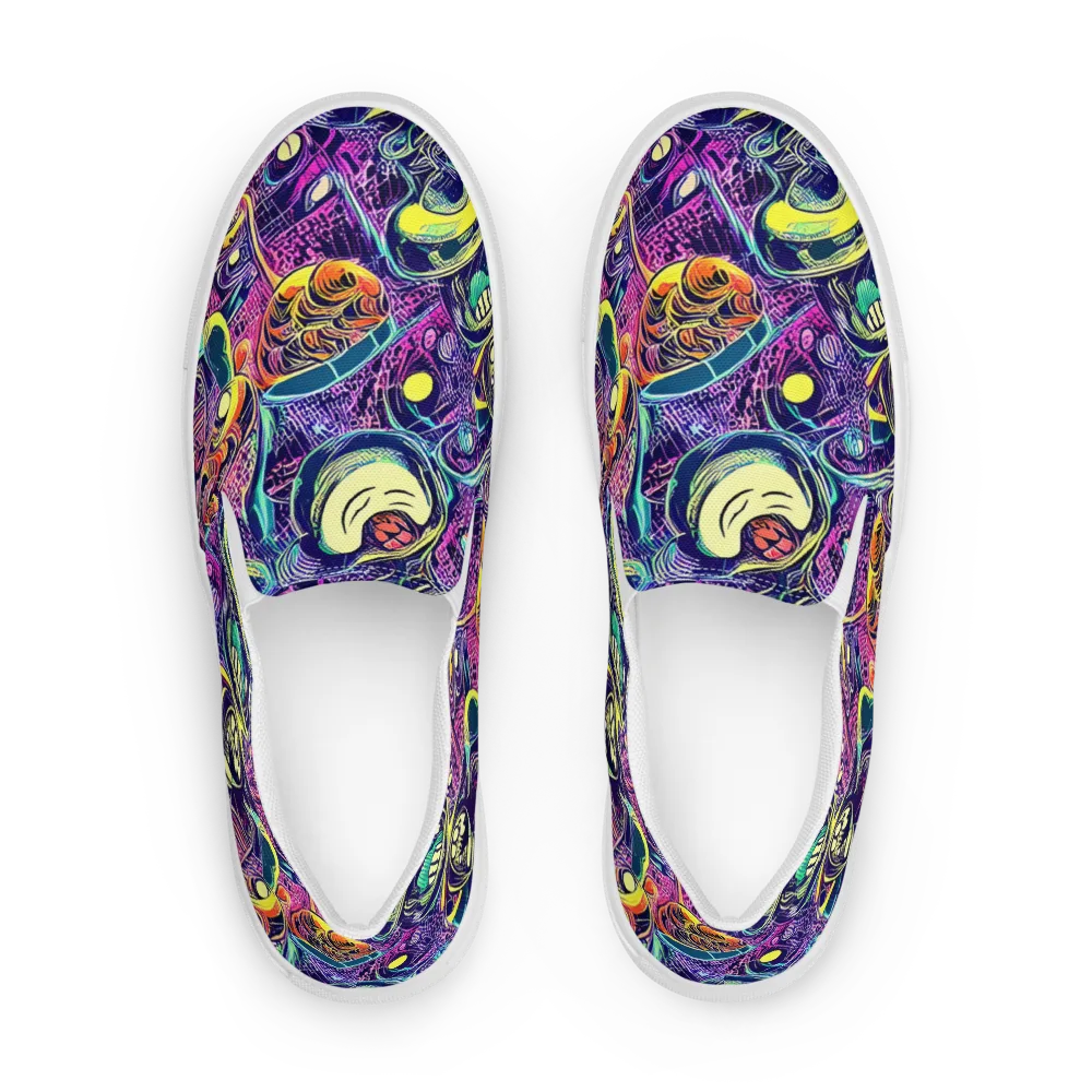 Electric Relics on Men's Slip-On Canvas Shoes — Front