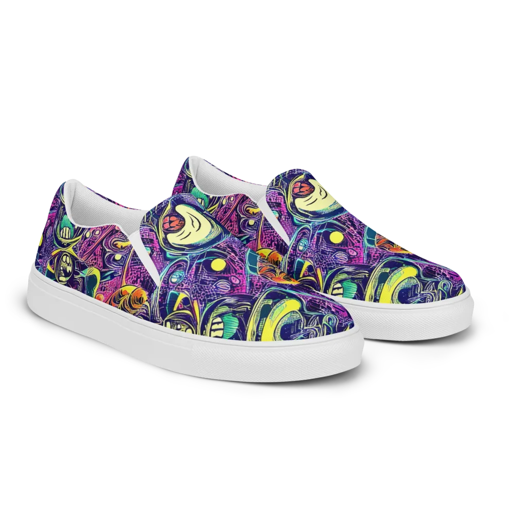 Electric Relics on Men's Slip-On Canvas Shoes — Right Front