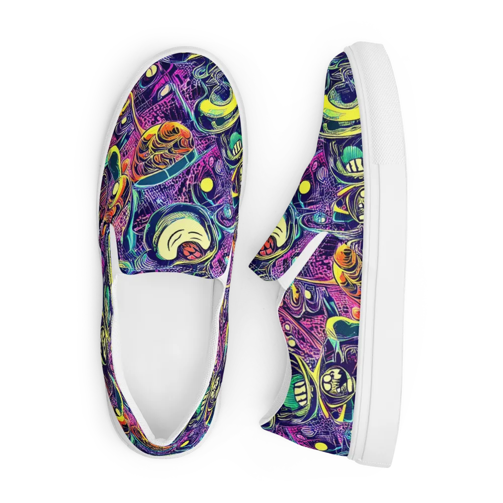 Electric Relics on Men's Slip-On Canvas Shoes — Front