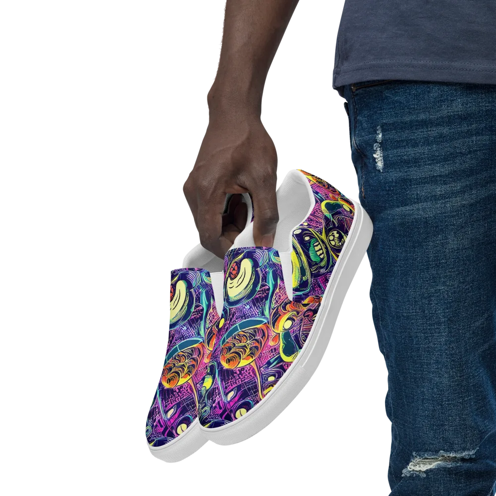 Electric Relics on Men's Slip-On Canvas Shoes — Left Front
