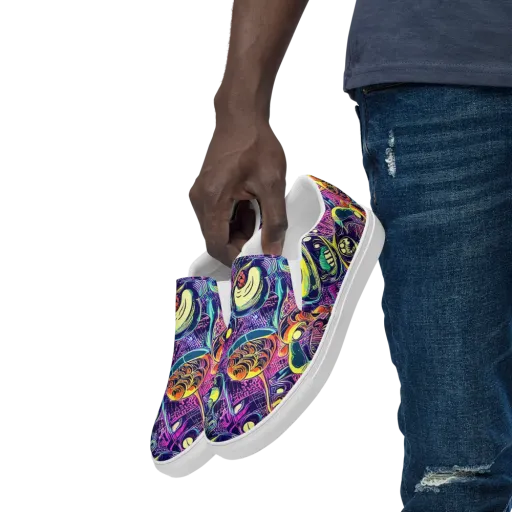 Electric Relics on a Men's Slip-On Canvas Shoes