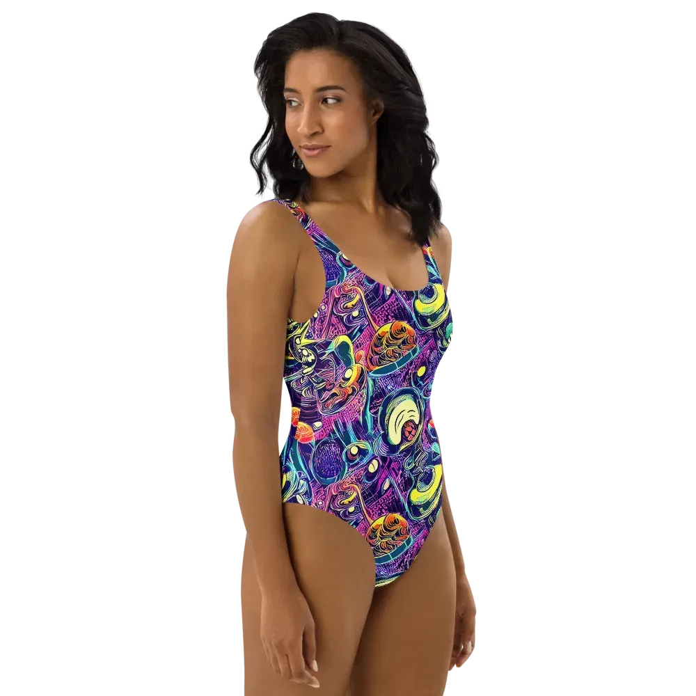 Electric Relics on One-Piece Swimsuit — Right