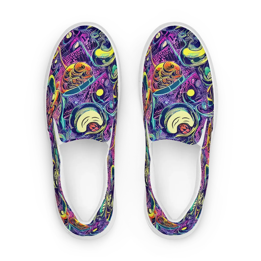 Electric Relics on Women's Slip-On Canvas Shoes — Front