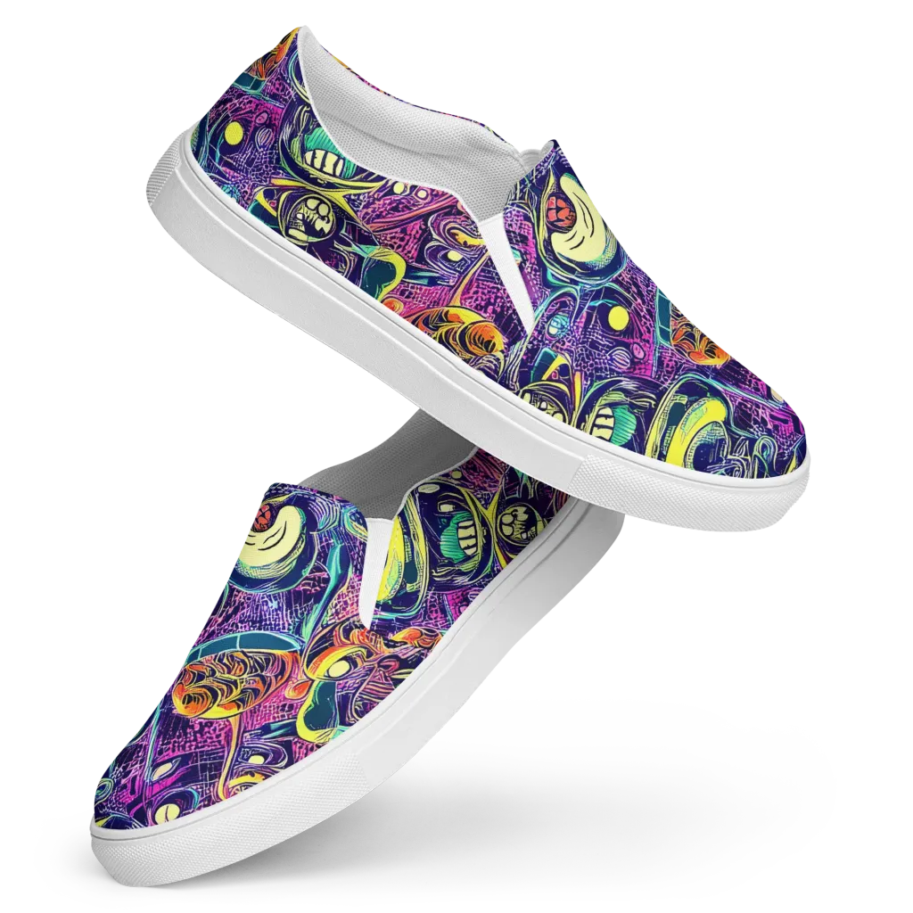 Electric Relics on Women's Slip-On Canvas Shoes — Front