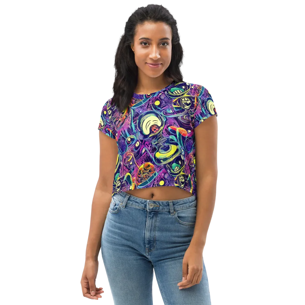 Electric Relics on Crop Tee — Front