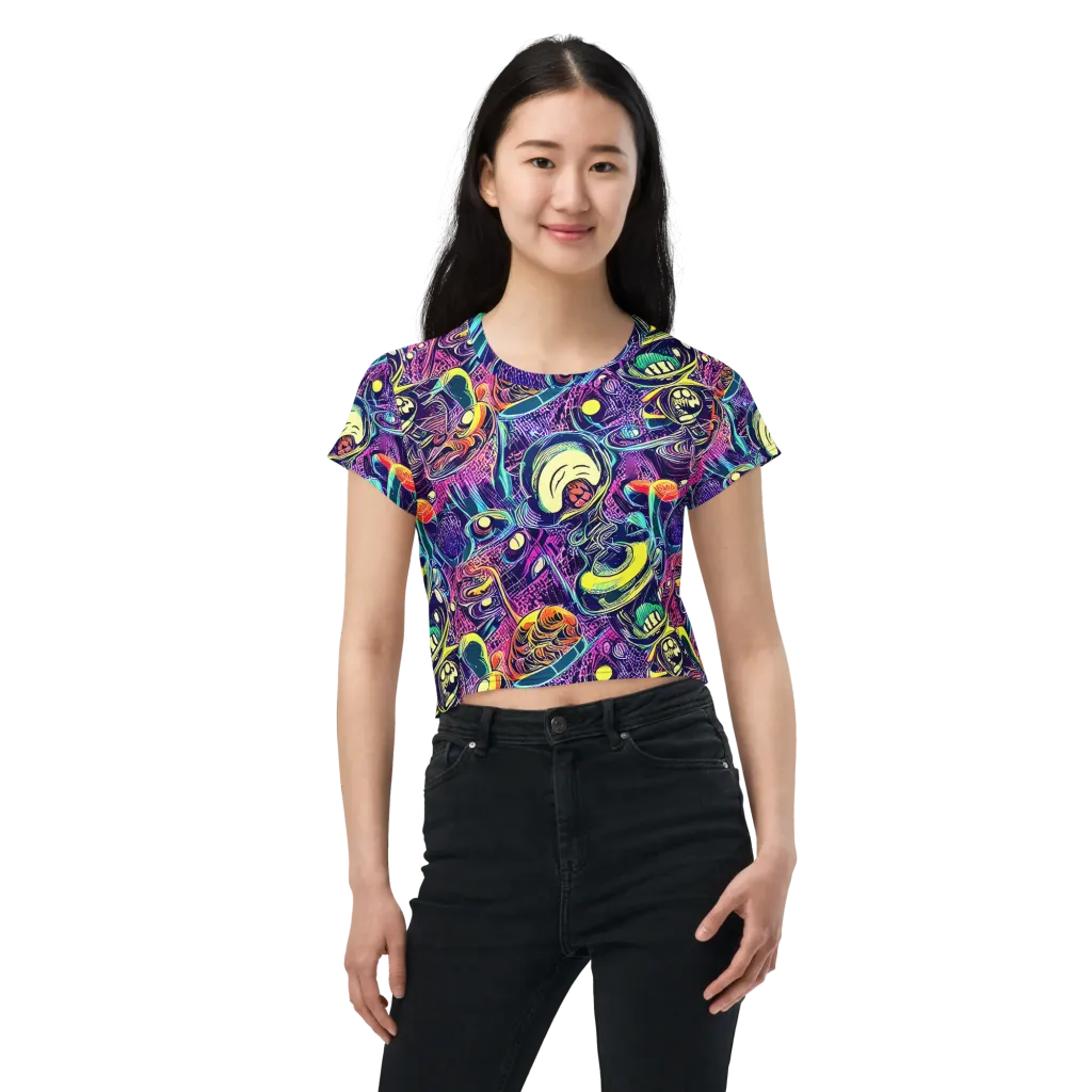 Electric Relics on Crop Tee — Front