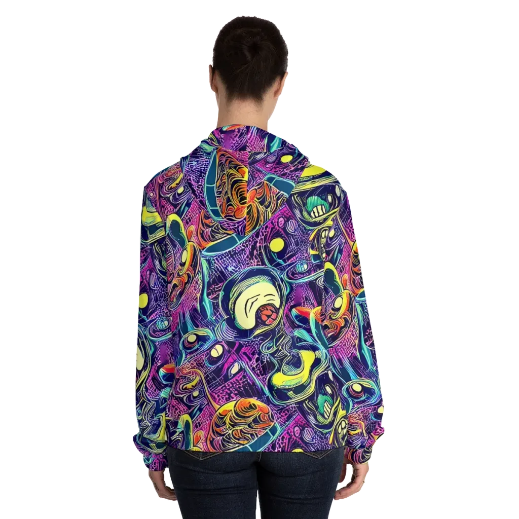 Electric Relics on Women's Full-Zip Hoodie — Back On Person