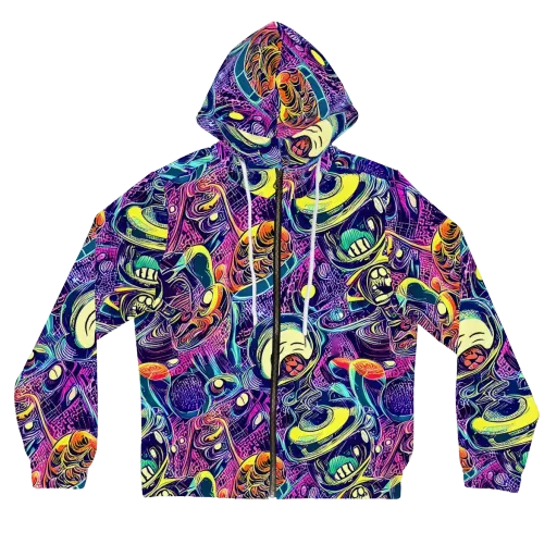 Electric Relics on a Women's Full-Zip Hoodie