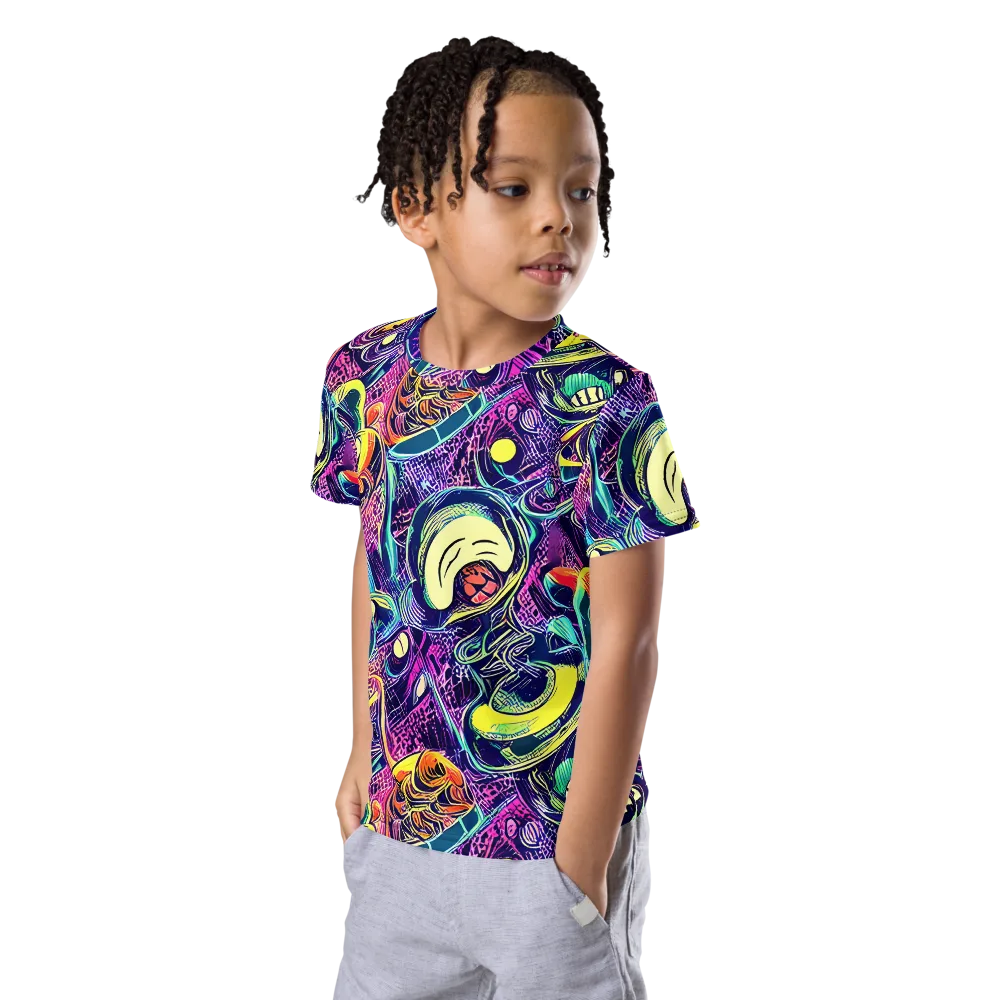 Electric Relics on Kids Crew Neck T-Shirt — Left Front