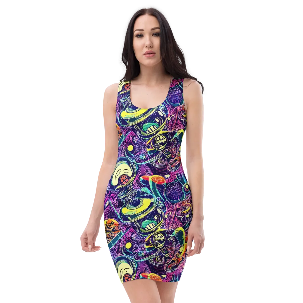 Electric Relics on Bodycon Dress — Front