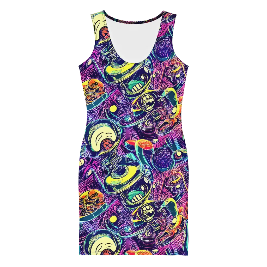 Electric Relics on Bodycon Dress — Front
