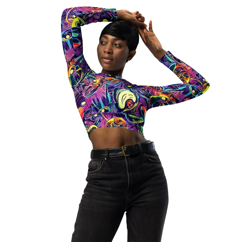 Electric Relics on Long Sleeve Crop Top — Front
