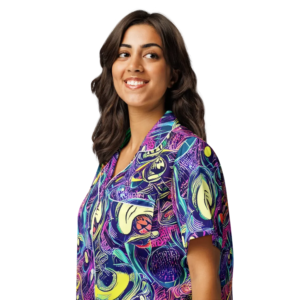 Electric Relics on Women's Short Sleeve Pajama Top — Left Front