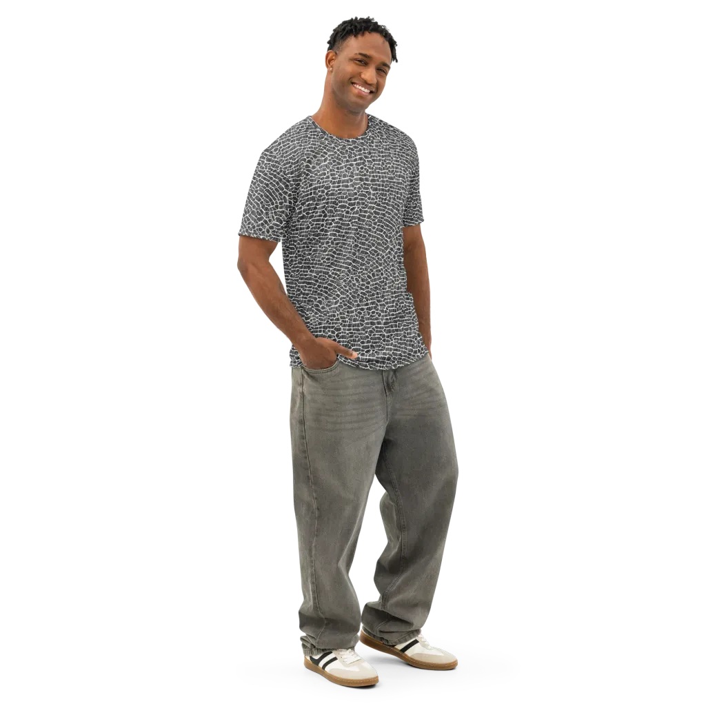 Obsidian Vein on Men's Cotton Crew Neck T-Shirt — Right Front
