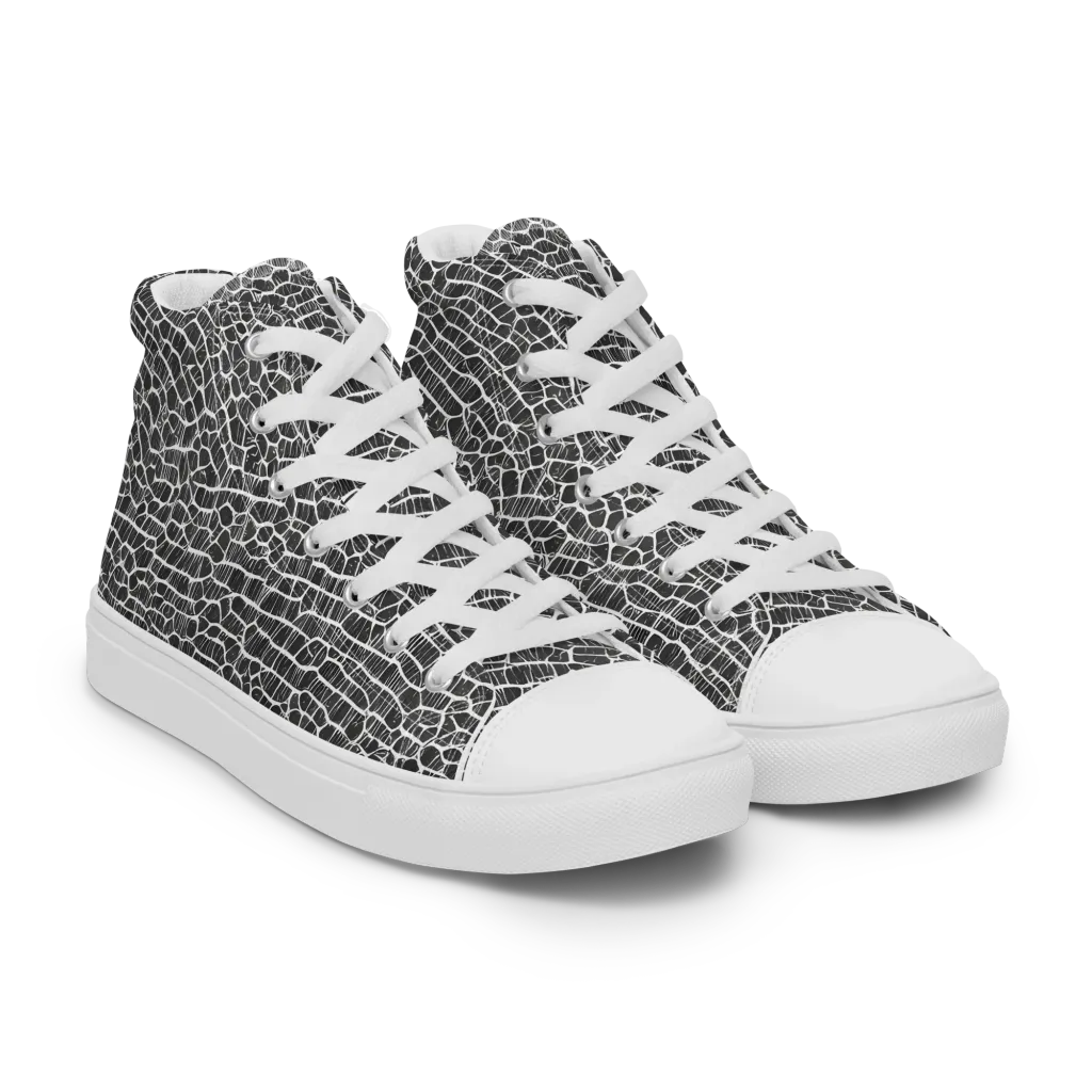 Obsidian Vein on Women's High Top Canvas Shoes — Right Front