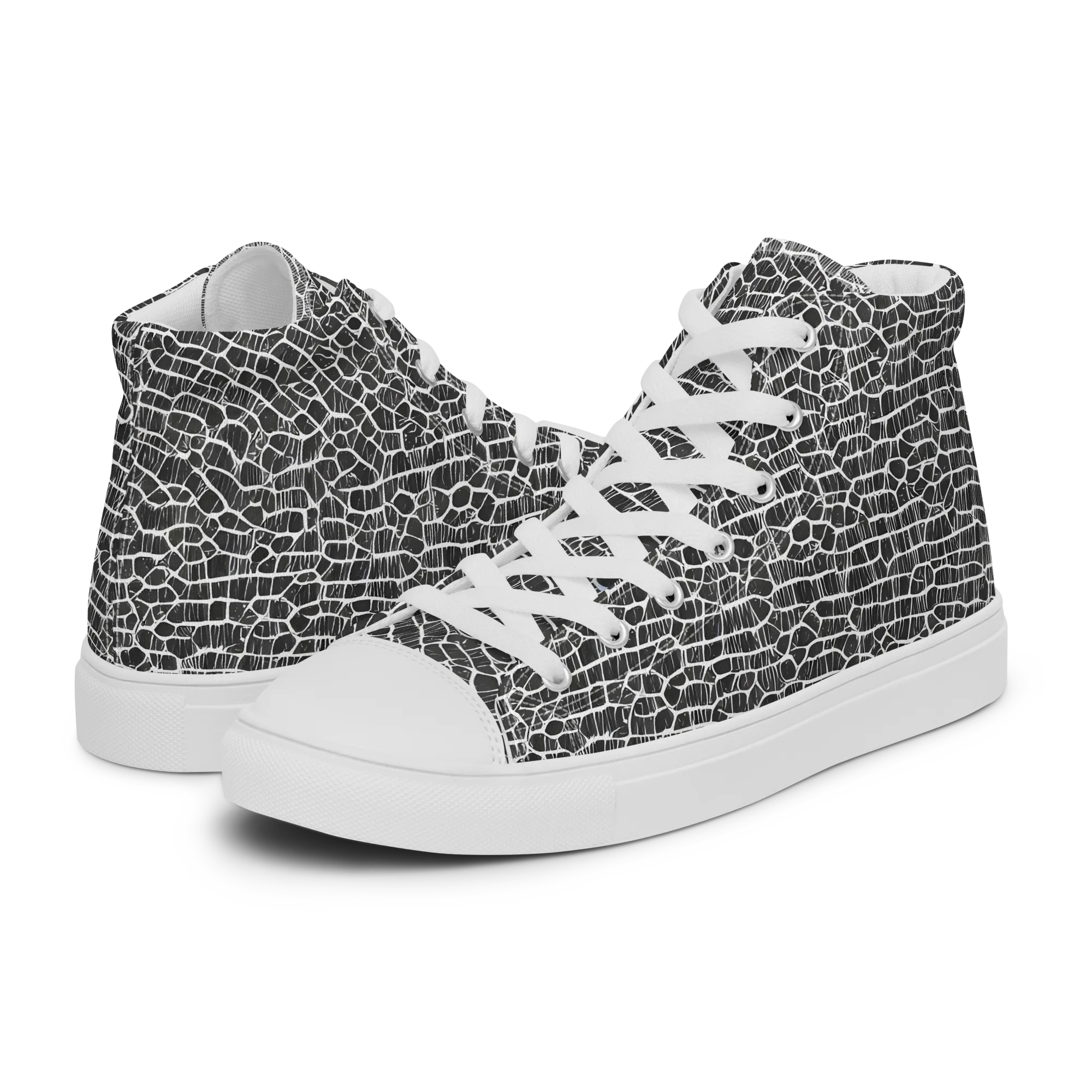 Obsidian Vein on Women's High Top Canvas Shoes — Left