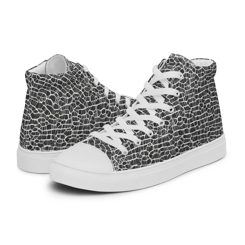 Obsidian Vein on Women's High Top Canvas Shoes — Left