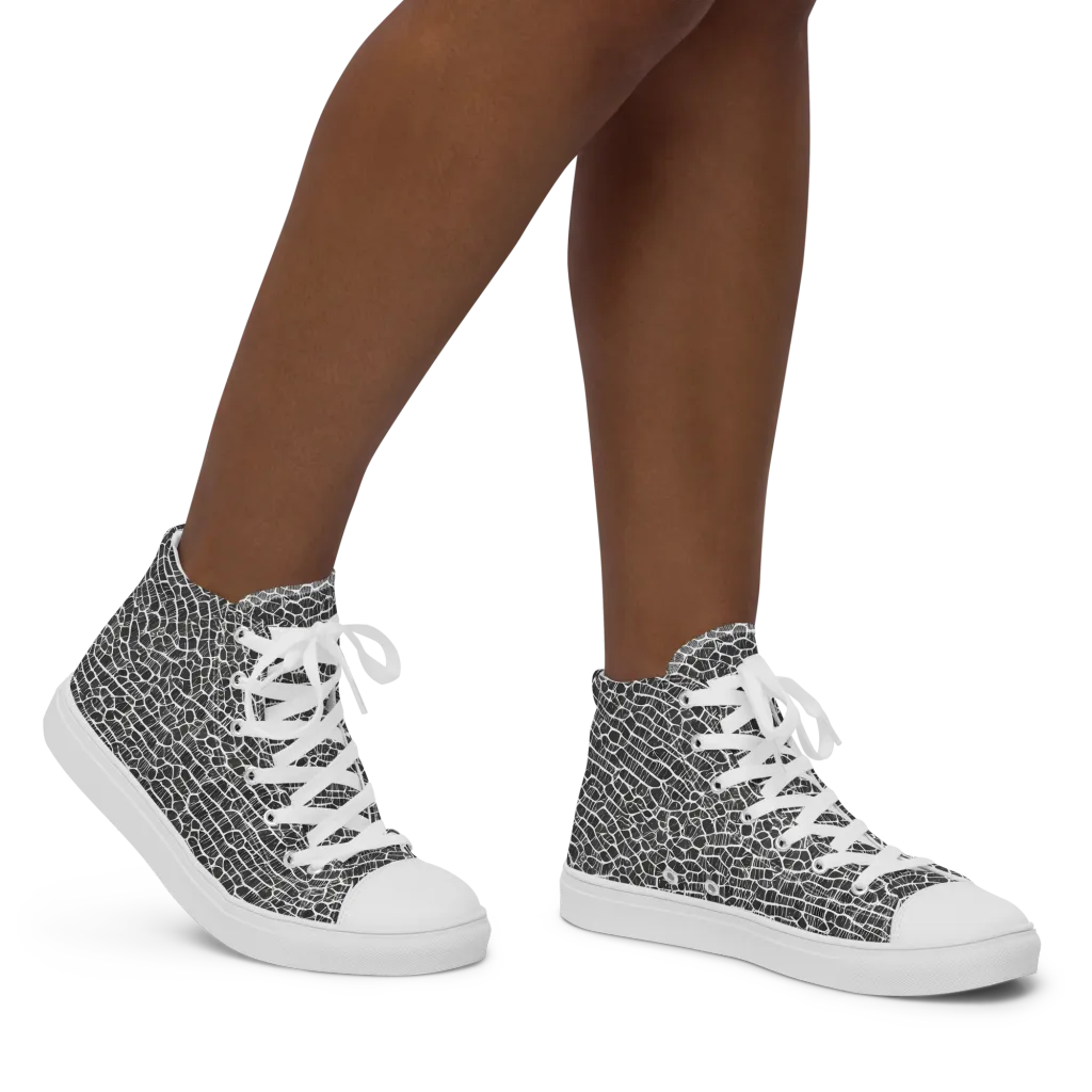 Obsidian Vein on Women's High Top Canvas Shoes — Right