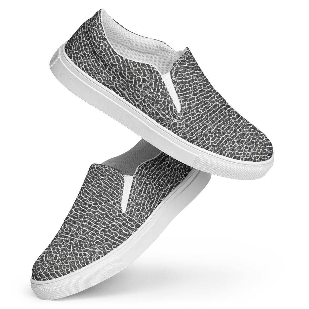 Obsidian Vein on Women's Slip-On Canvas Shoes — Front