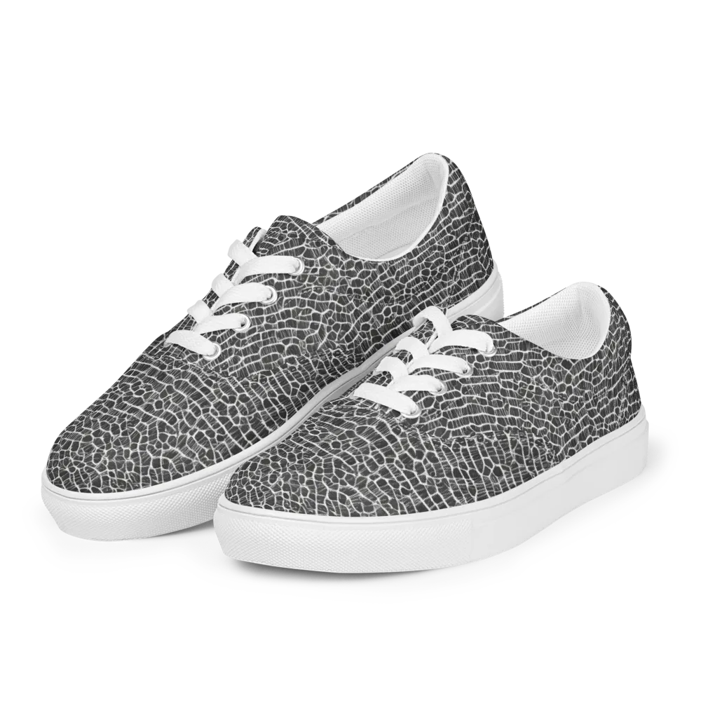 Obsidian Vein on Men's Lace-Up Canvas Shoes — Left Front