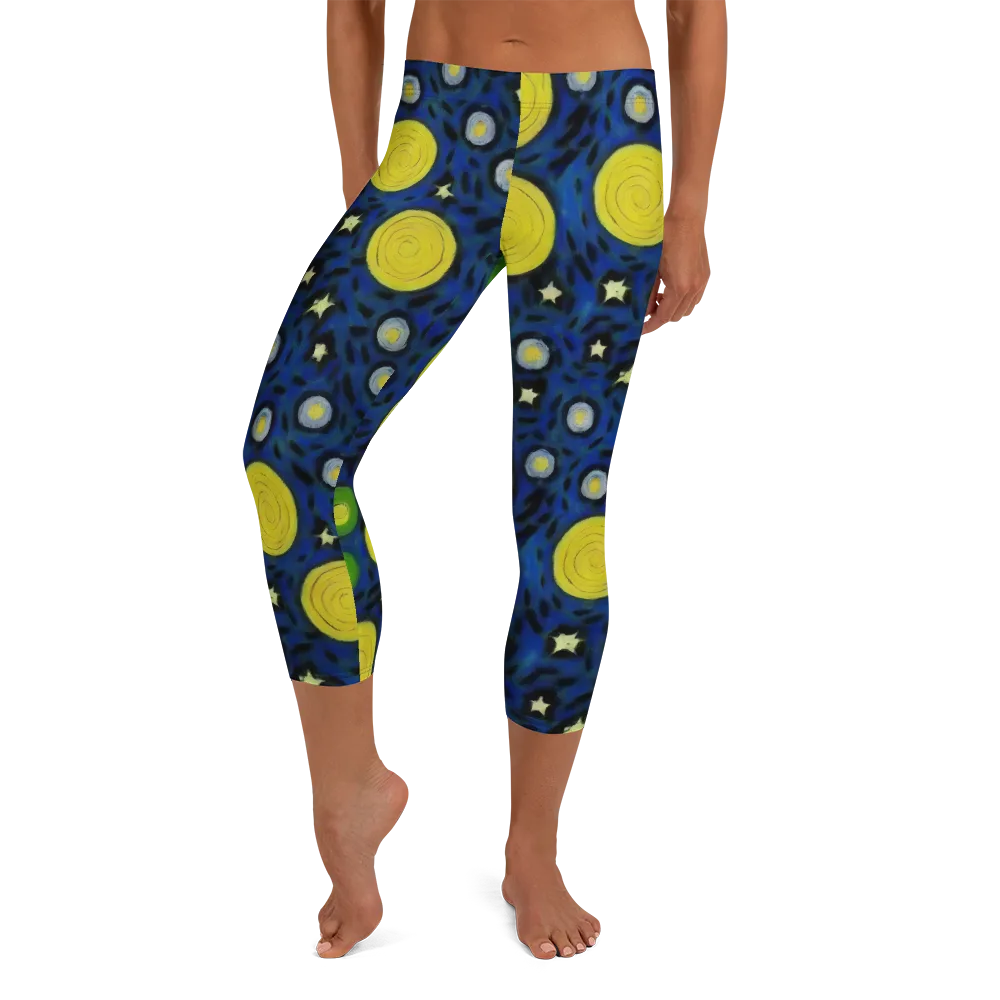 Orbiting Daydream on Capri Leggings — Front