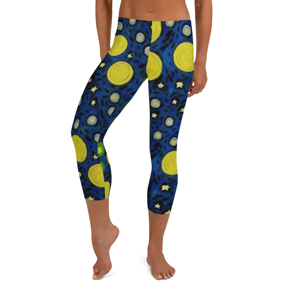 Orbiting Daydream on Capri Leggings — Front