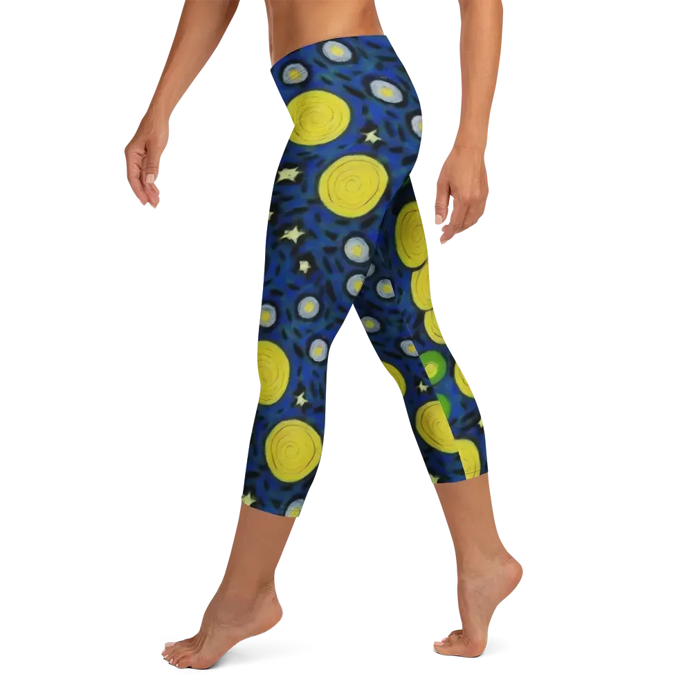 Orbiting Daydream on Capri Leggings — Left