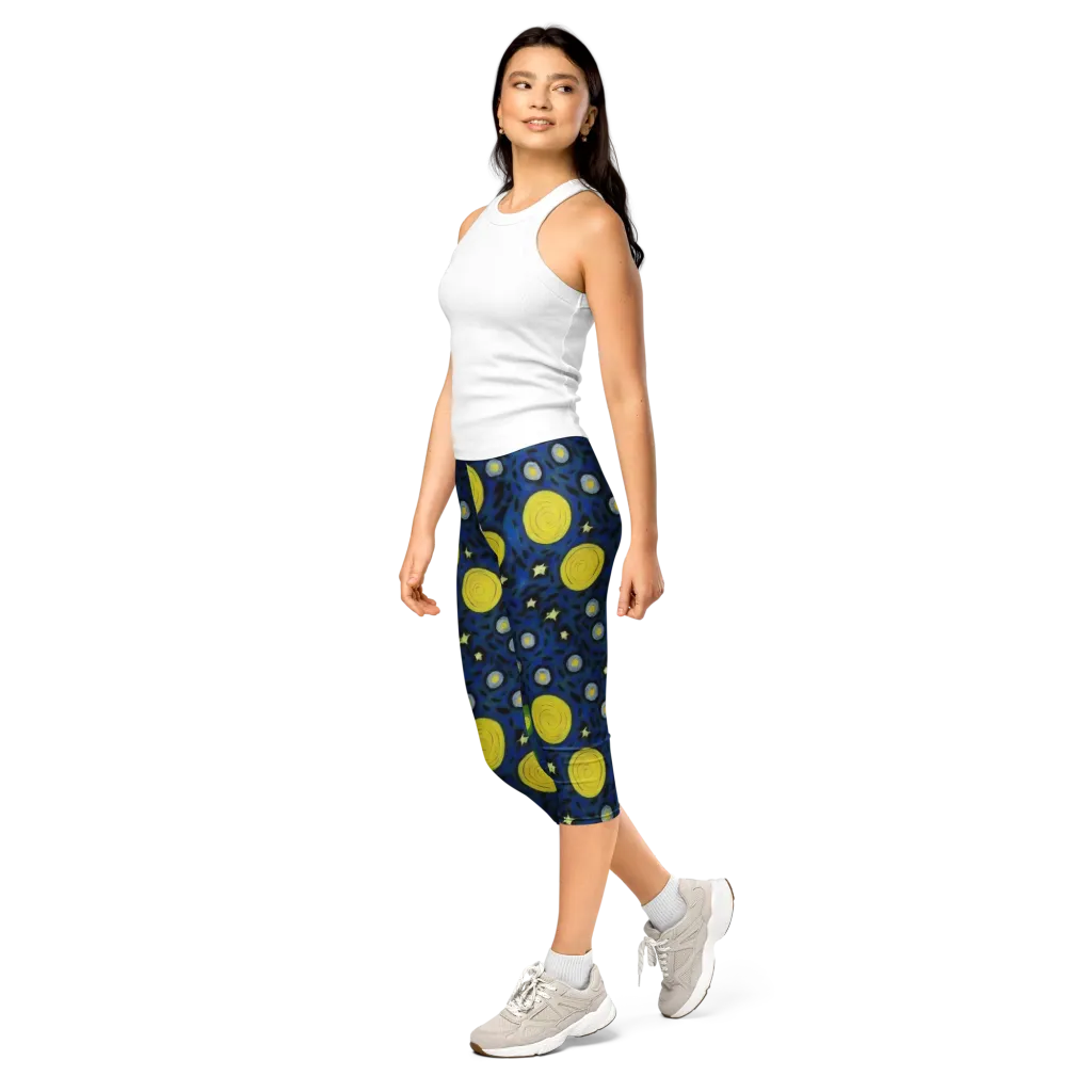 Orbiting Daydream on Capri Leggings — Left Front