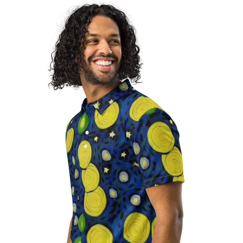 Orbiting Daydream on Men's Slim Fit Polo Shirt — Left Front