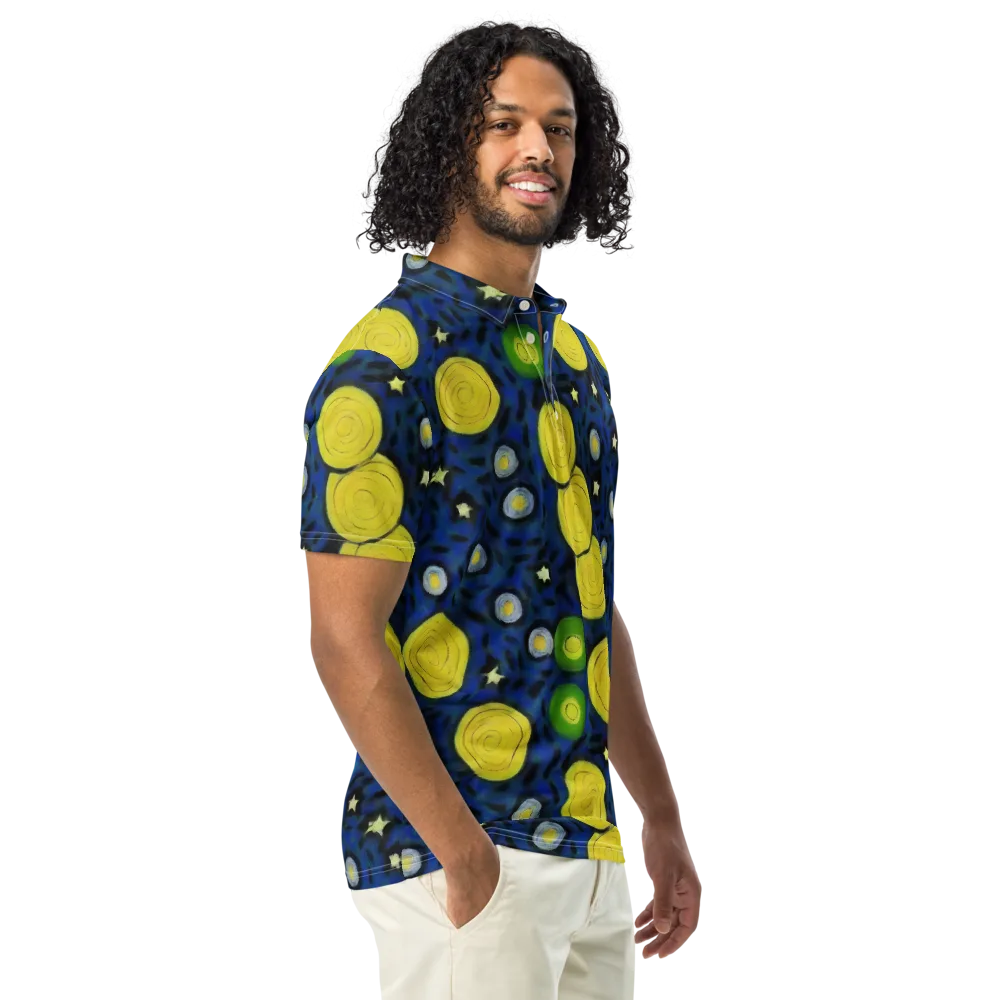 Orbiting Daydream on Men's Slim Fit Polo Shirt — Right Front