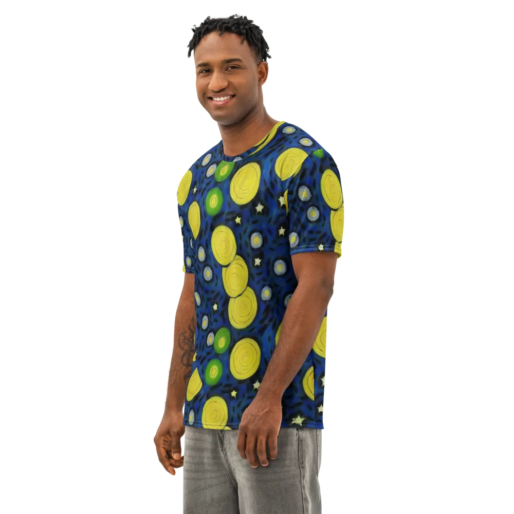 Orbiting Daydream on Men's Cotton Crew Neck T-Shirt — Left Front