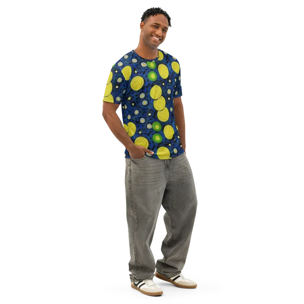 Orbiting Daydream on Men's Cotton Crew Neck T-Shirt — Right Front