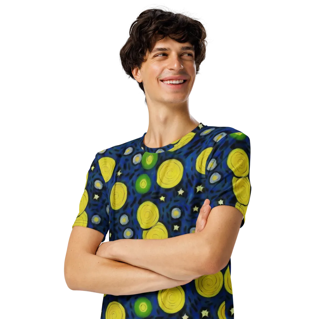 Orbiting Daydream on Men's Crew Neck T-Shirt — Left Front