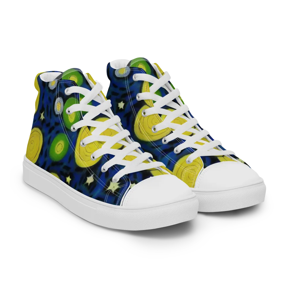 Orbiting Daydream on Men's High Top Canvas Shoes — Right Front