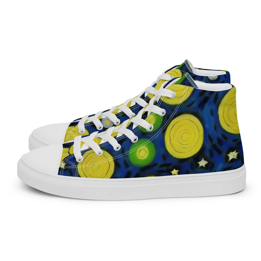 Orbiting Daydream on Men's High Top Canvas Shoes — Left