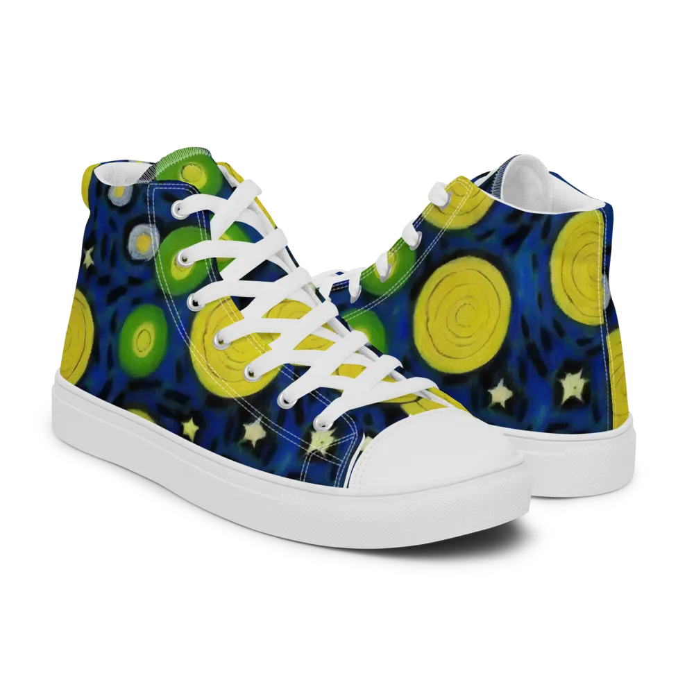 Orbiting Daydream on Men's High Top Canvas Shoes — Right