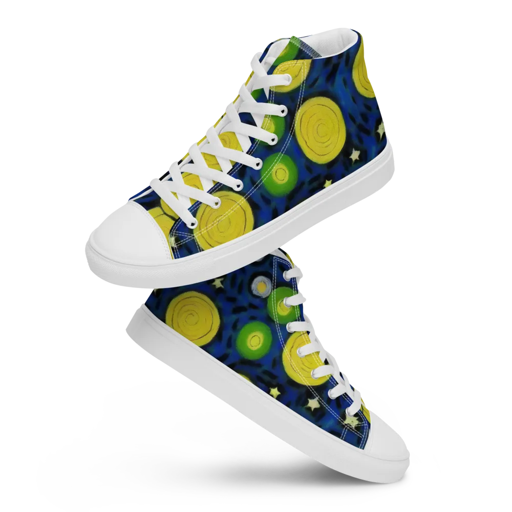 Orbiting Daydream on Men's High Top Canvas Shoes — Front