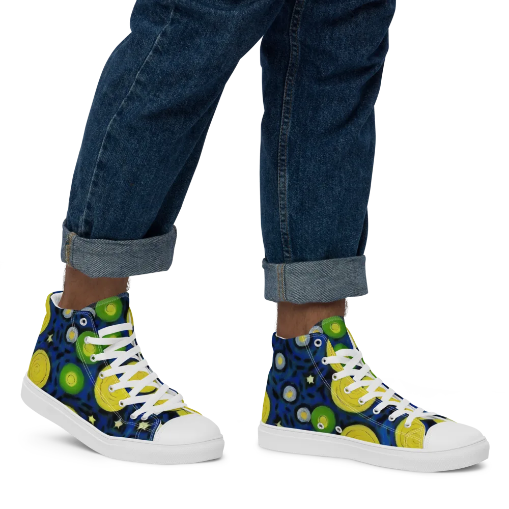 Orbiting Daydream on Men's High Top Canvas Shoes — Right