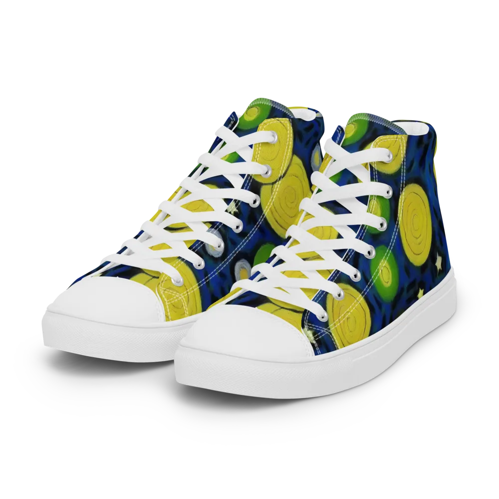 Orbiting Daydream on Women's High Top Canvas Shoes — Left Front