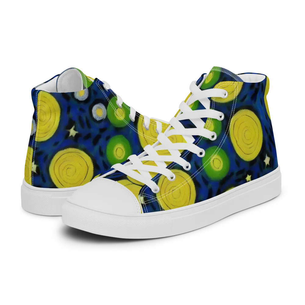 Orbiting Daydream on Women's High Top Canvas Shoes — Left