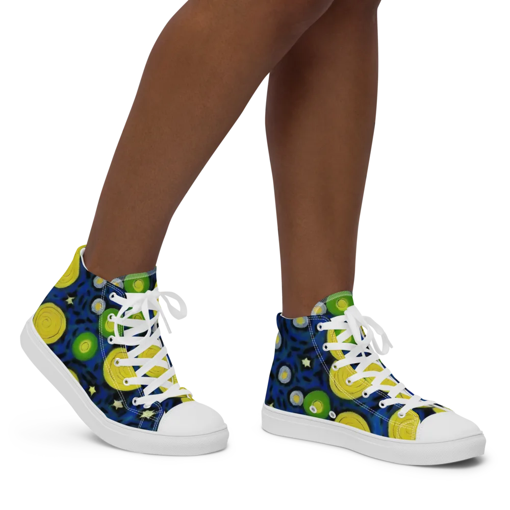 Orbiting Daydream on Women's High Top Canvas Shoes — Right